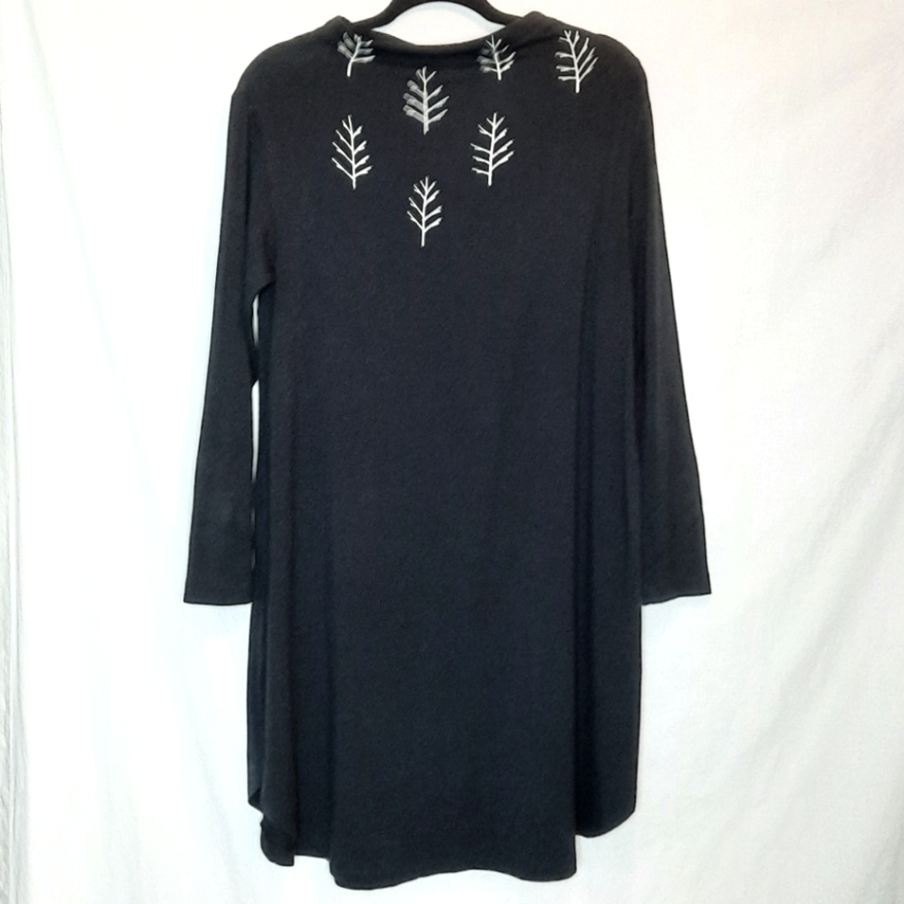 Trees Jersey Tunic Dress, Long Sleeve, Crew Neck